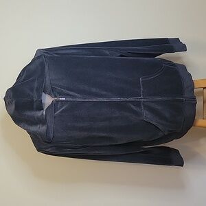 Velour gray zip-up hoodie